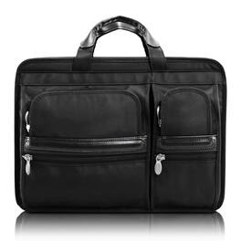 McKleinUSA - 15-inch Double-Compartment Laptop Briefcase Model 58435 P Series Hubbard Tech-Lite Ballistic Nylon - Black