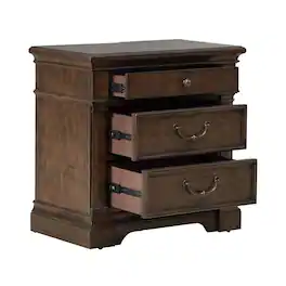 Liberty Furniture Industries - Arden Road Bedroom Nightstand w/ Charging Station AC USB-A USB-C - Satin Cherry