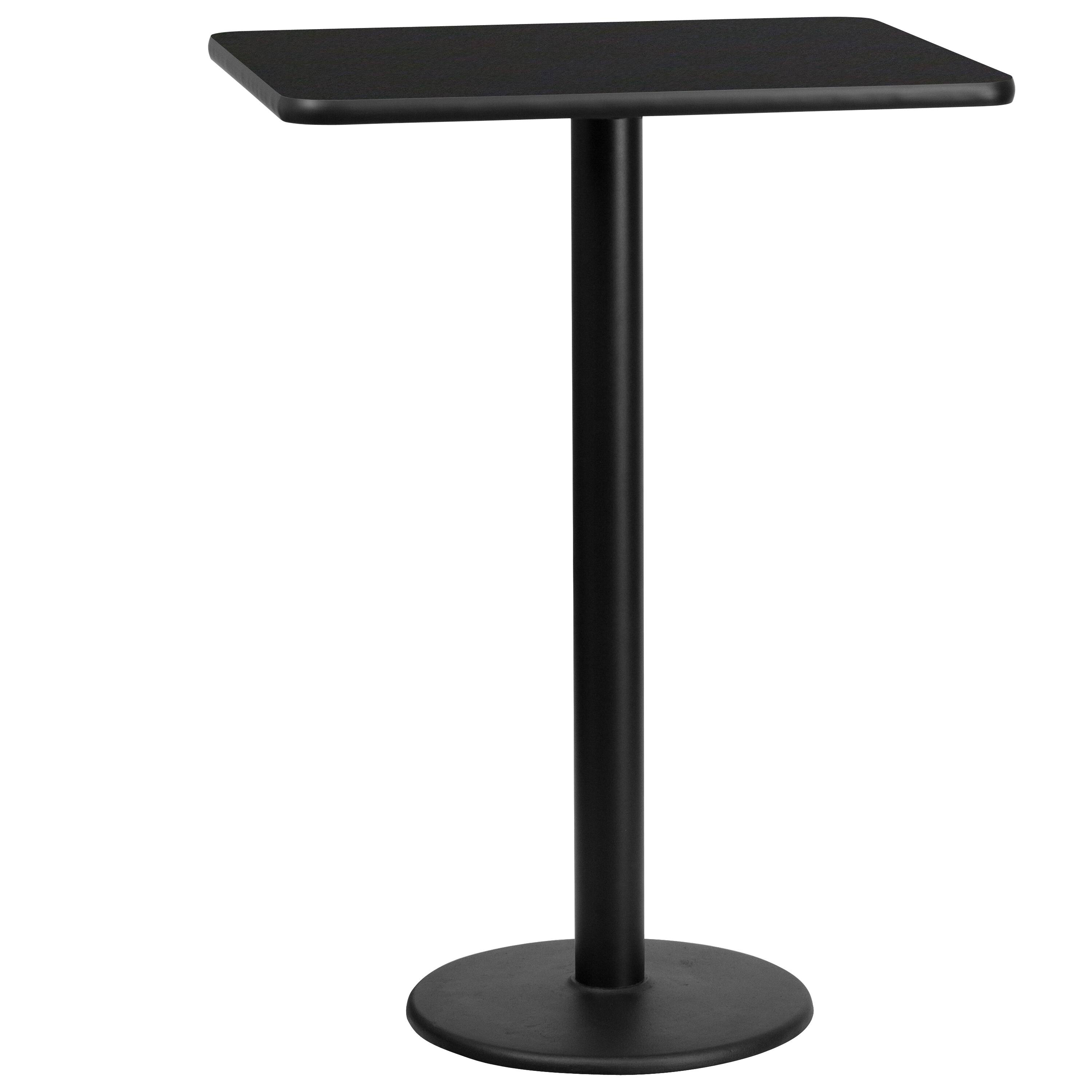 Flash Furniture - Stiles 24'' x 30'' Rectangular Laminate Table Top with 18'' Round Bar Height Table Base - Black