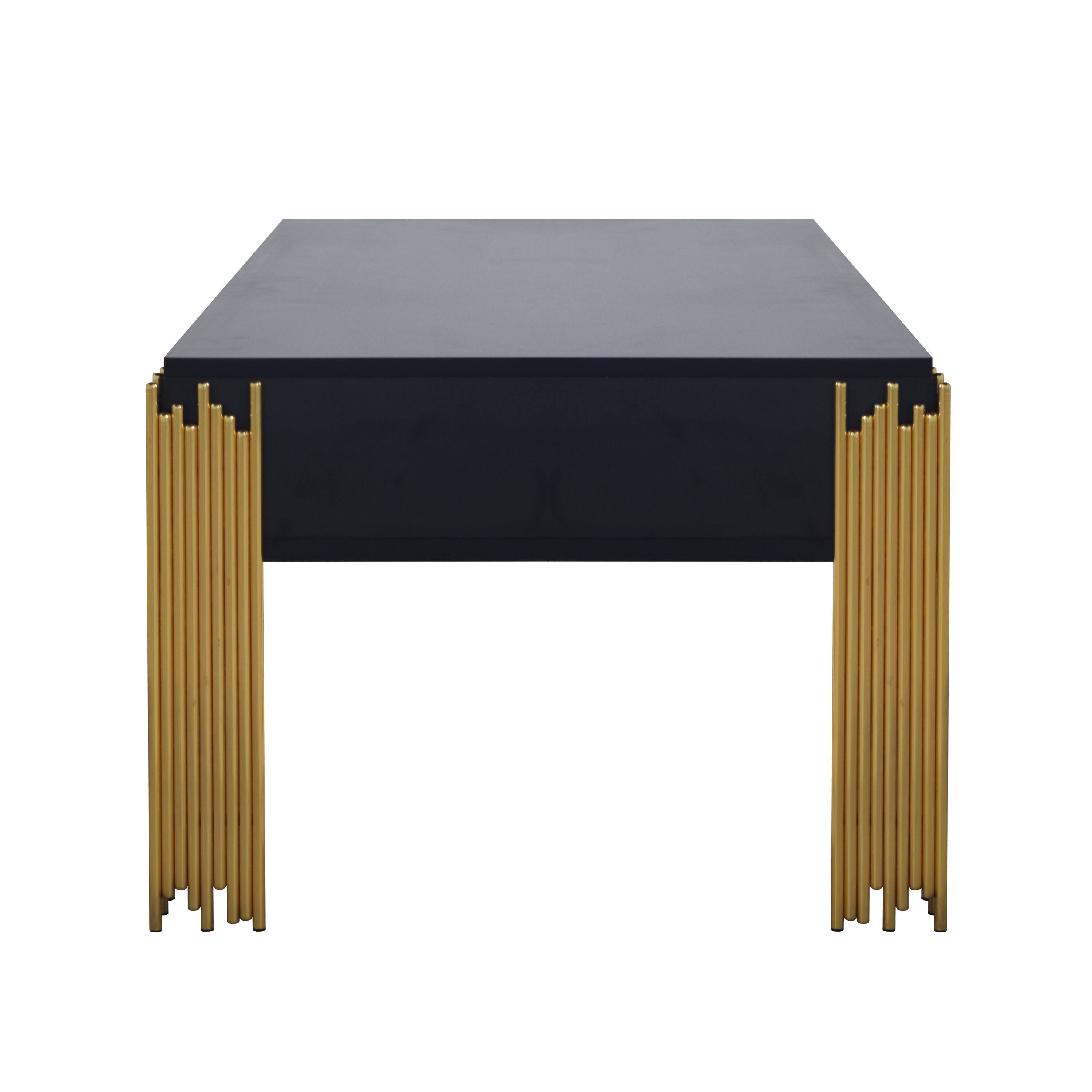 Manhattan Lane Theo Coffee Table, 2 Drawers, Metal, Wood 48 Inch Black ...