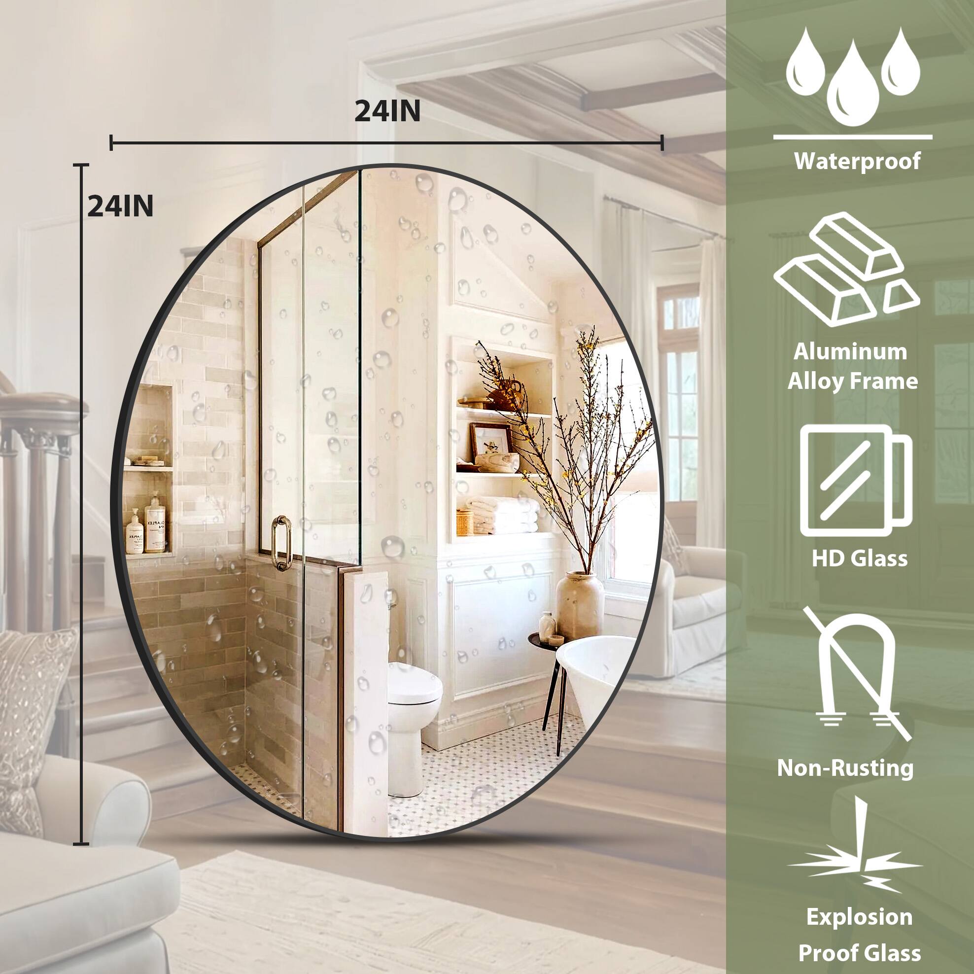 24IN x 24IN Waterproof Aluminum Alloy Frame HD Glass Non-Rusting Explosion Proof Glass