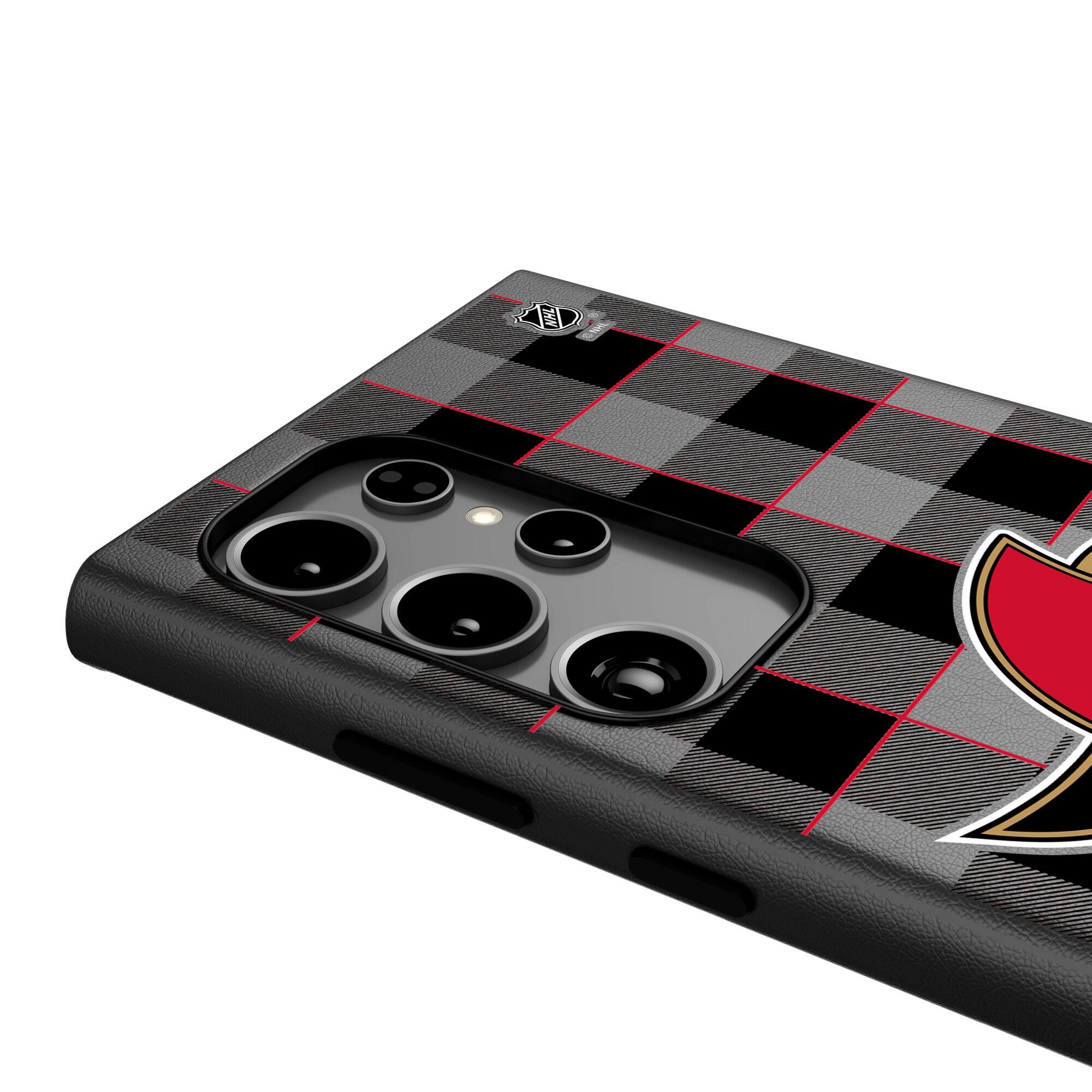 Alt View 3. Keyscaper - Ottawa Senators Plaid Galaxy Magnetic Bump Case - S24 Ultra - Black.