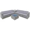 Front. Costway - 8 PCS Wicker Sofa Weaving Rattan Furniture Set Patio Furniture w/ Storage Outdoor - Gray.