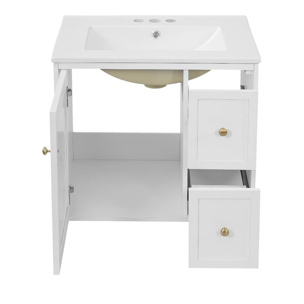 Alt View 8. Loheer - Loheer 24 inch wall mounted bathroom vanity White Floating Vanity with Sink for Small Space - White.