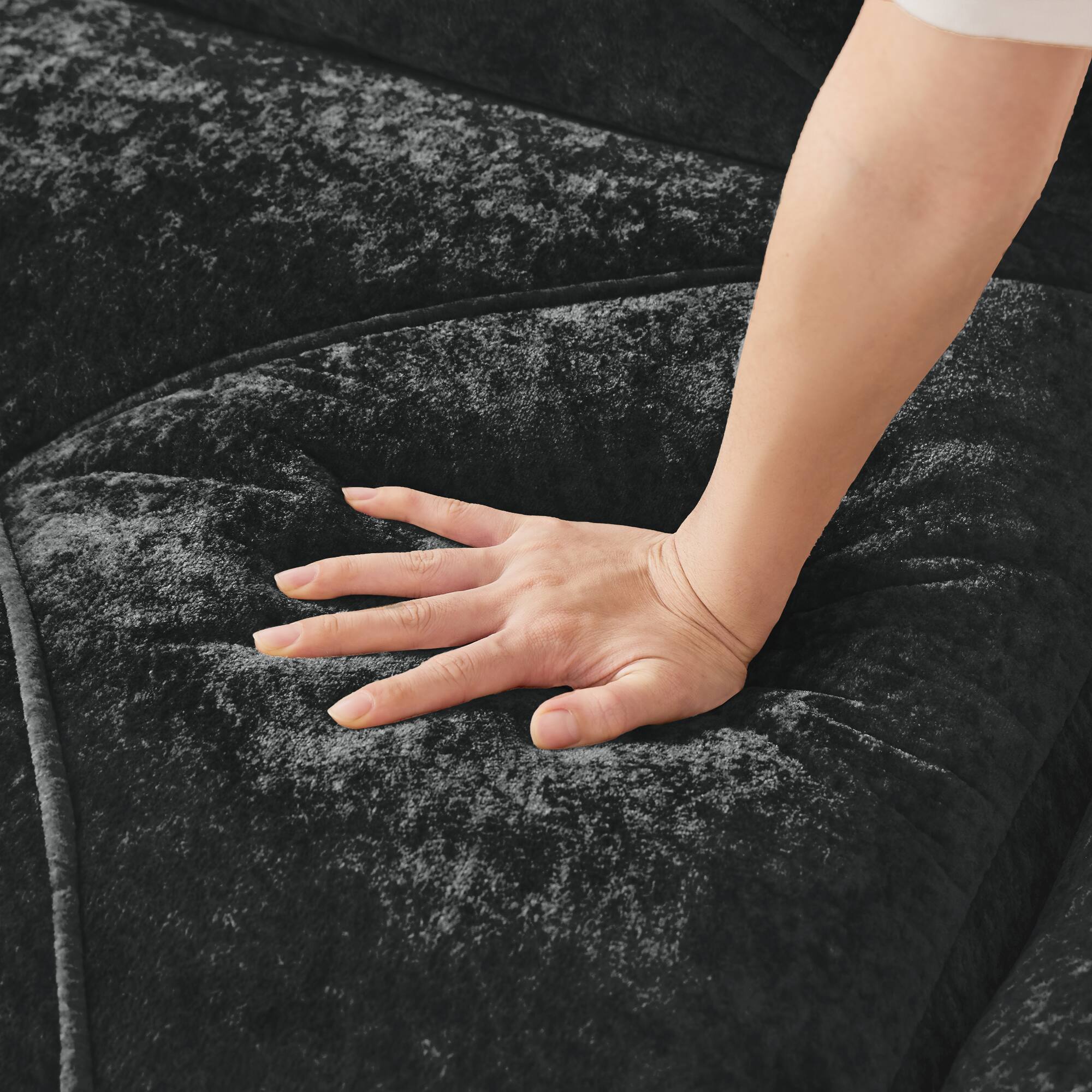 Alt View 5. Aukfa - U-Shaped Boneless Tufted Sofa - 32D High Density Sponge, Free Combination, No Assembly, with Ottomans - Black.