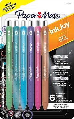 Paper Mate - Inkjoy Metallic Retractable Gel Pen, Medium Point, 0.8mm, Assorted Ink, 6/Pack (2209485)