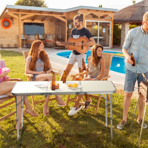 Alt View 9. Winado - 4FT Portable Camping Folding Table, Aluminum Table with Adjustable Height, 3 Fold Lightweight for Indoor Outdoor Party - White.