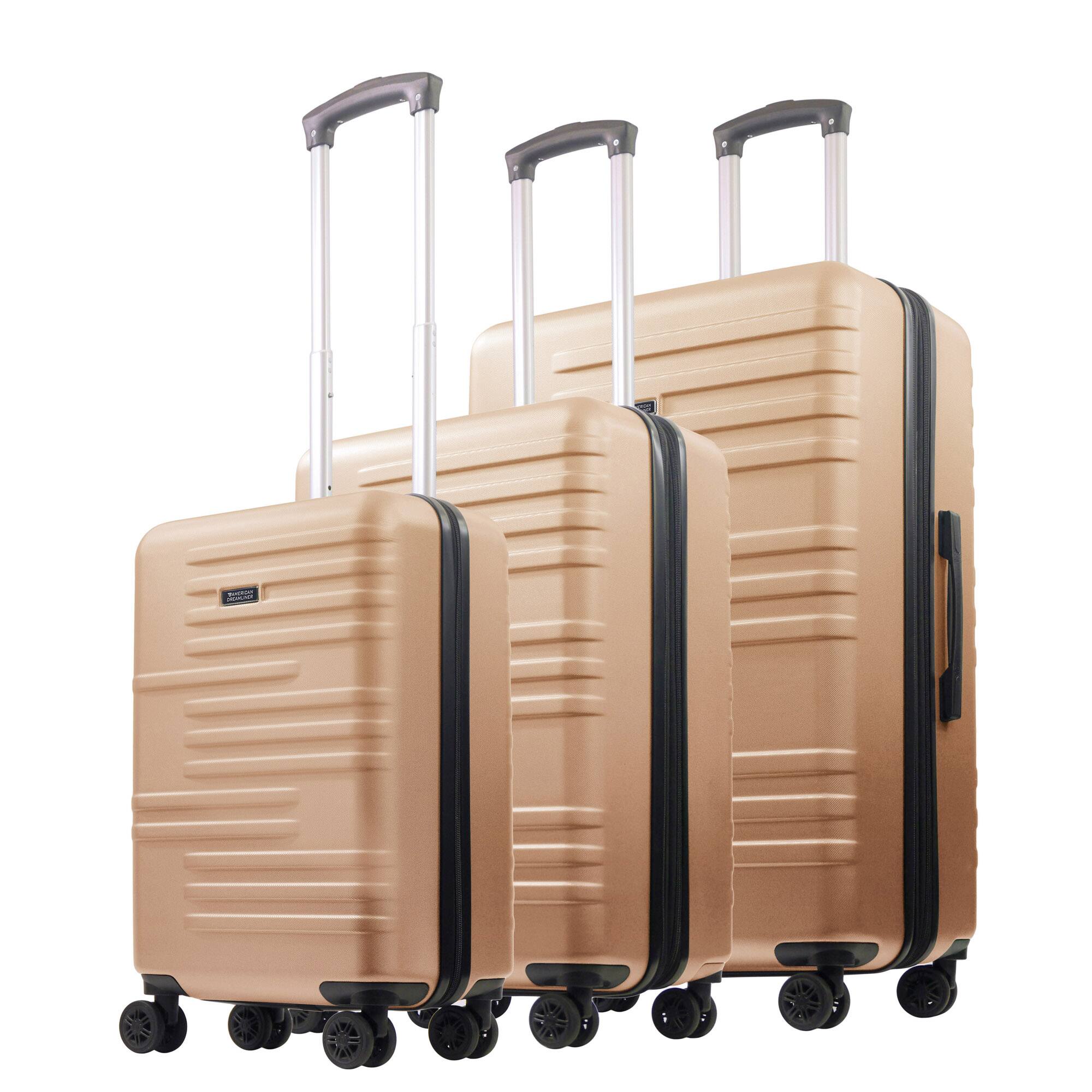 Angle. American Dreamliner - 3-Piece Hardside Luggage Set – 22.5", 26.5", 30" - ROSE GOLD.
