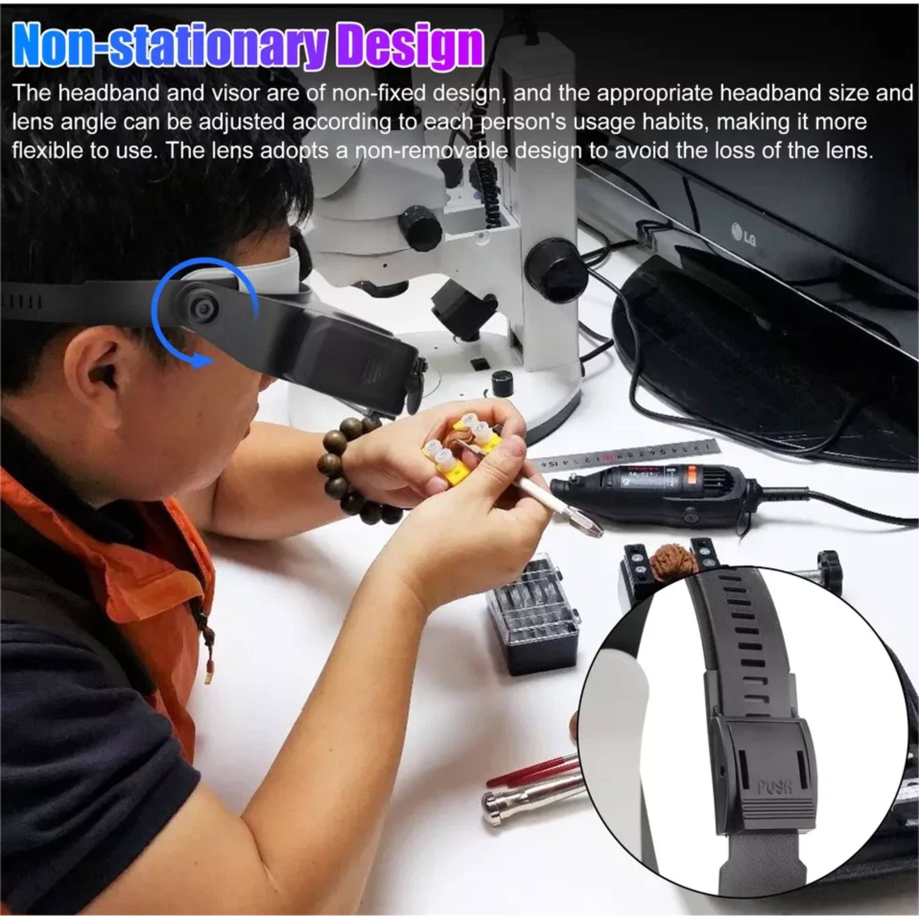 Non-stationary Design

The headband and visor are of non-fixed design, and the appropriate headband size and lens angle can be adjusted according to each person's usage habits, making it more flexible to use. The lens adopts a non-removable design to avoid the loss of the lens.