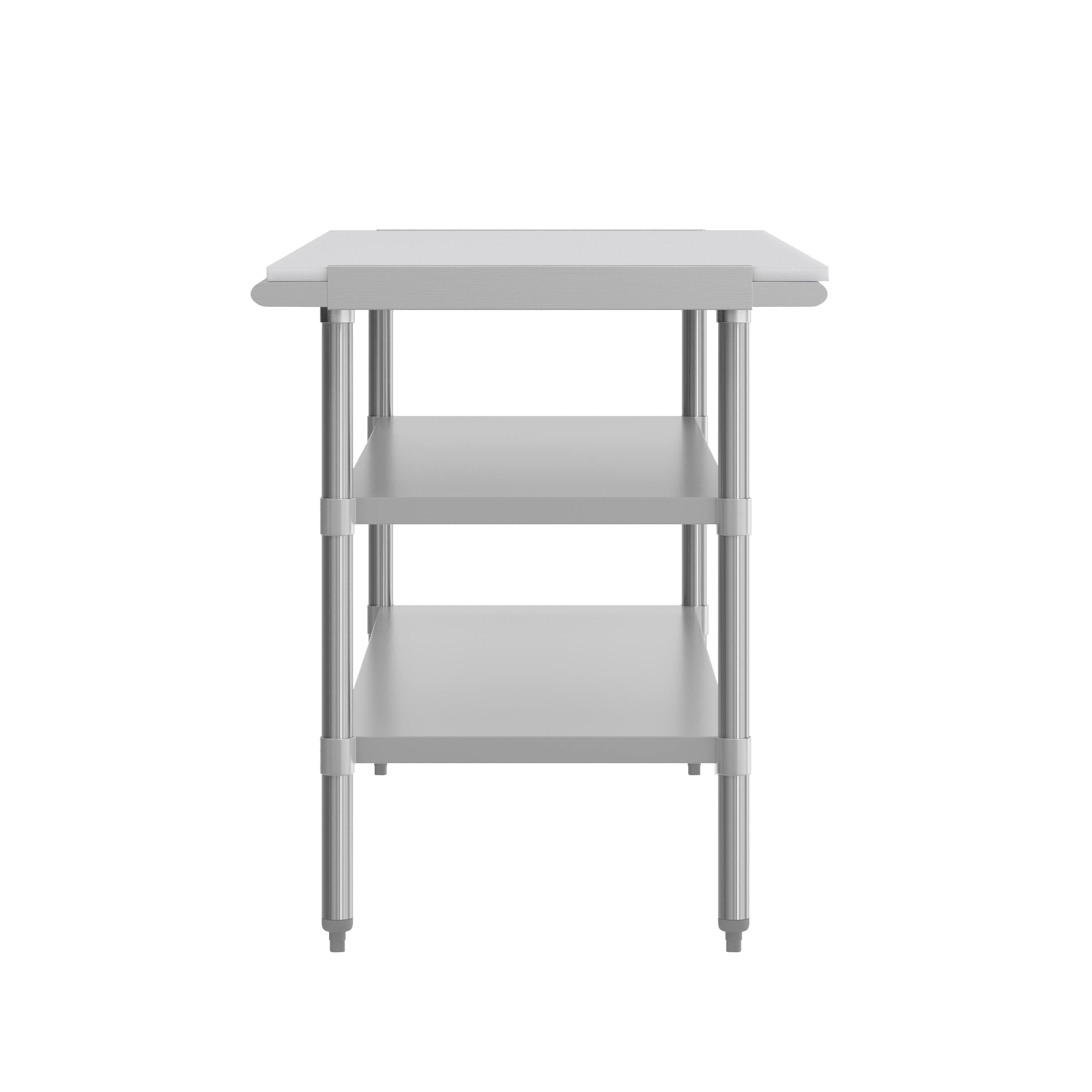 Left. Flash Furniture - Reader Portable Prep and Work Table with NSF Certified 18 Gauge Stainless Steel Top Shelf with Poly Cutting Board and 2 - Gray.