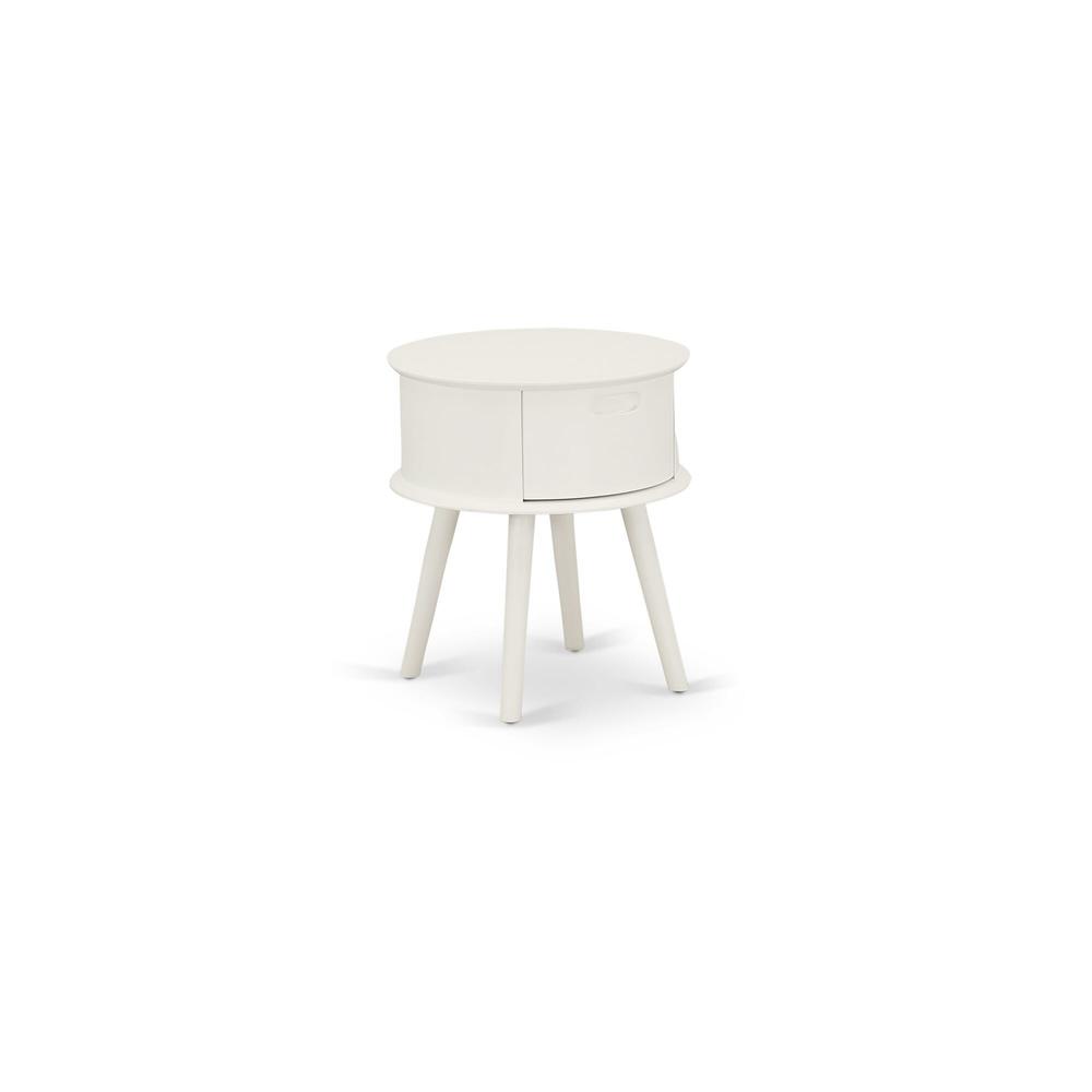 Angle. East West Furniture - NL19F-1GO05 2 Piece Bedroom Set - 1 Full Size Bed White Velvet Fabric Headboard and 1 Night Stand - White Finish - White Velvet.