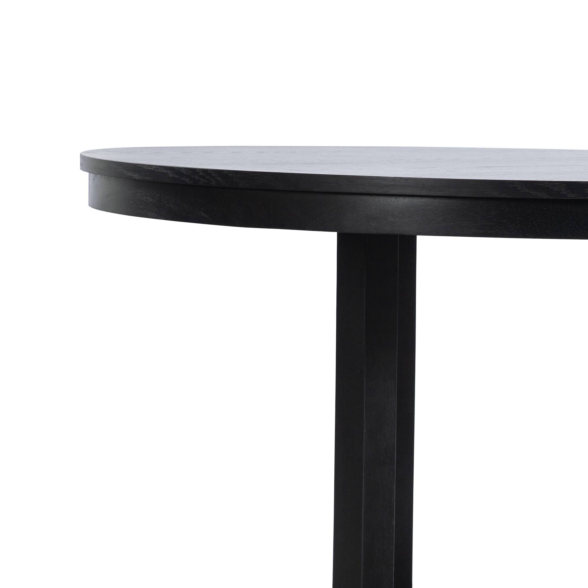Alt View 1. Lirago - 45" Solid Wood Round Dining Table with Double Pedestal Large Kitchen Table Seats 6 for Dining Room - Black.