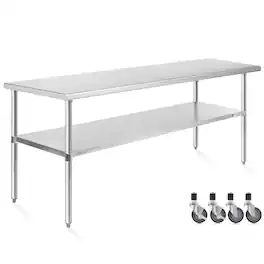 KUTLER - NSF Commercial Stainless Steel Prep and Work Table with Wheels - Silver