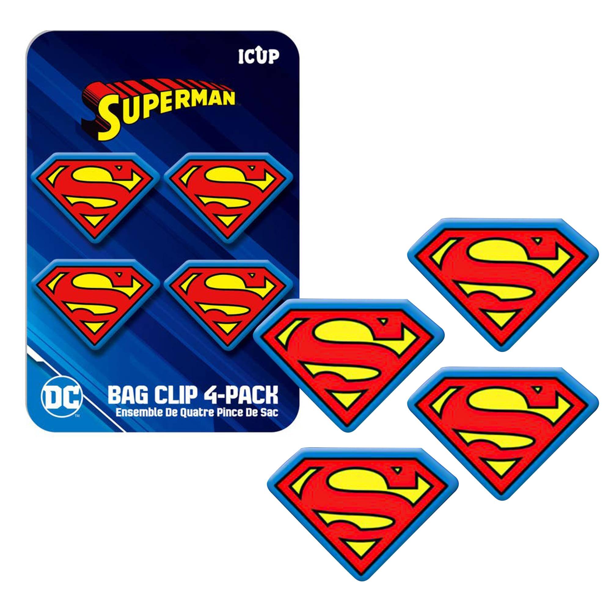 Front. DC Universe - DC Comics Classic Superman Logo Bag Clip 4 Pack - Multi-Colored.