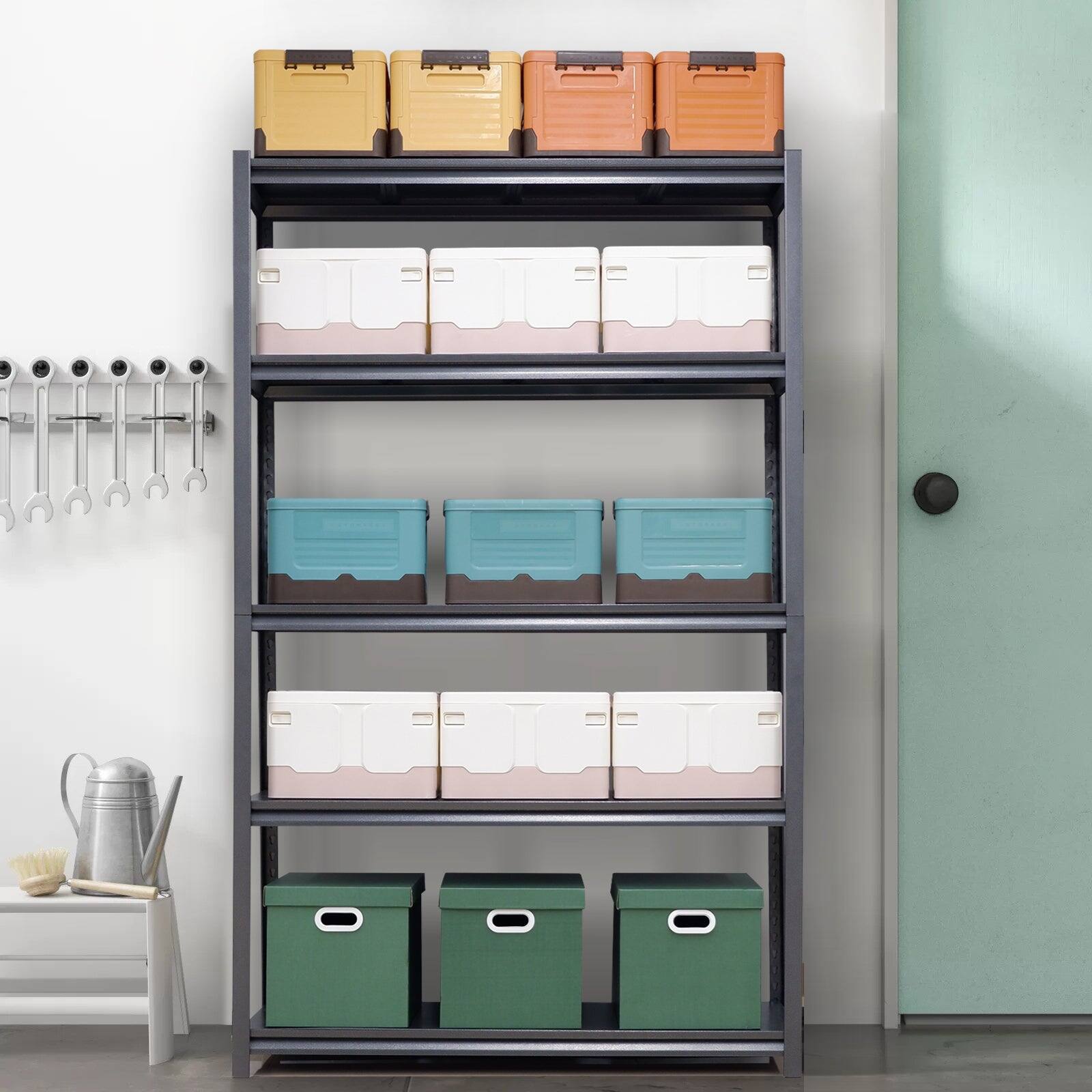 Alt View 1. Boyel Living - 5-Tier Heavy Duty Metal Garage Shelving, 2000LBS Capacity Storage Shelves, 47.2"W x 18"D x 78"H, Black - Black.