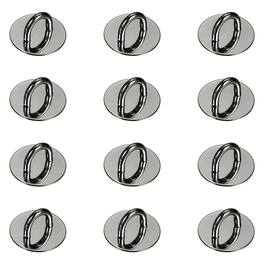 Unique Bargains - Metal Phone Charm Hook 0.9", 12pcs Adhesive Circle Shaped Finger Grip for Smartphones Keychain Tablet Case Accessories - Black