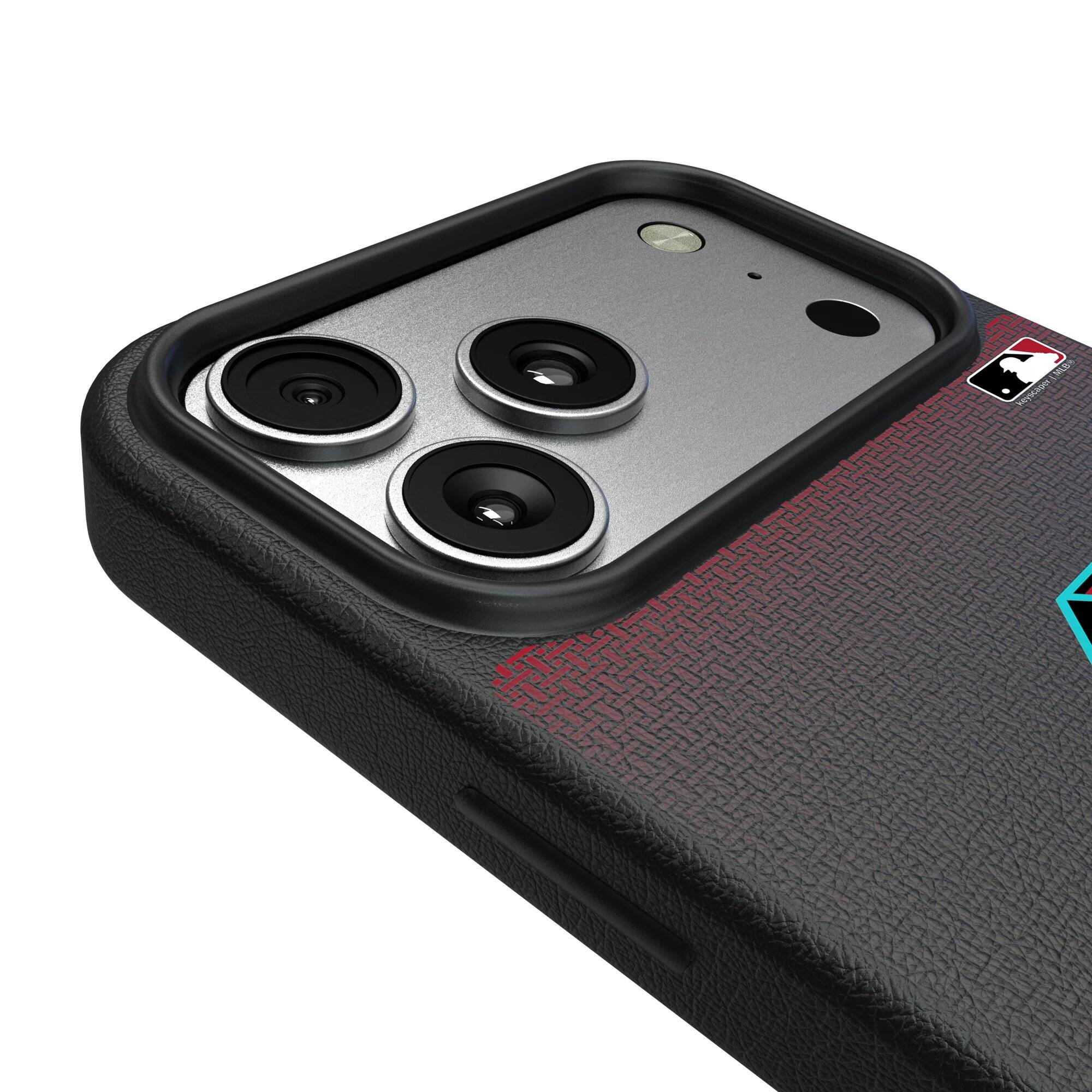 Alt View 2. Keyscaper - Arizona Diamondbacks Linen Logo iPhone Magnetic Bump Case - 16 Pro Max - Black.
