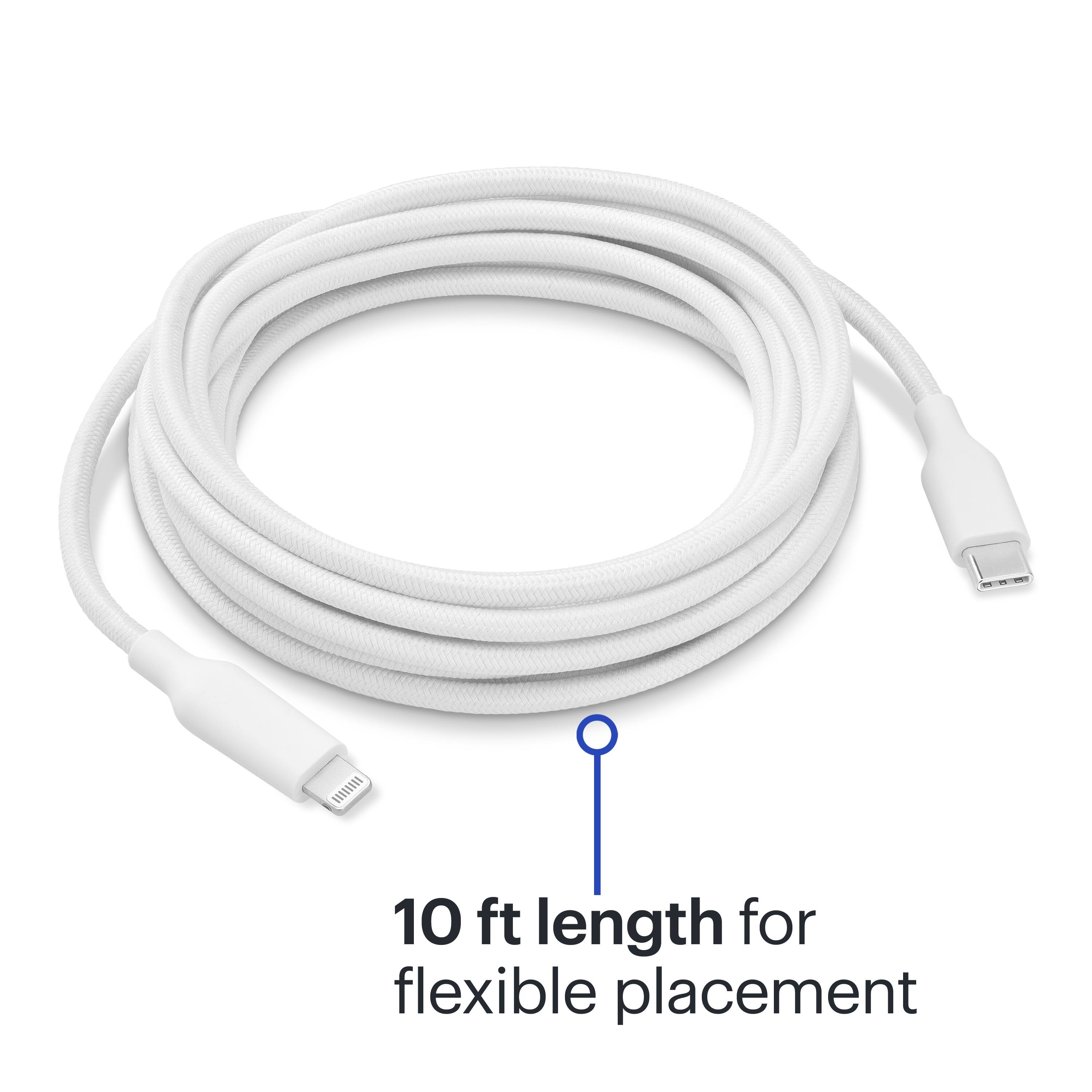 The text on the image reads "10 ft length for flexible placement."