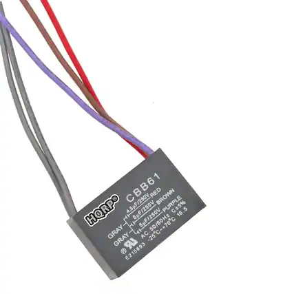 CBB61
4.5pF/250V RED BROWN PURPLE
HQRP
5F/250V 16.5
50/60Hz
GRAY GRAY AC
E215893