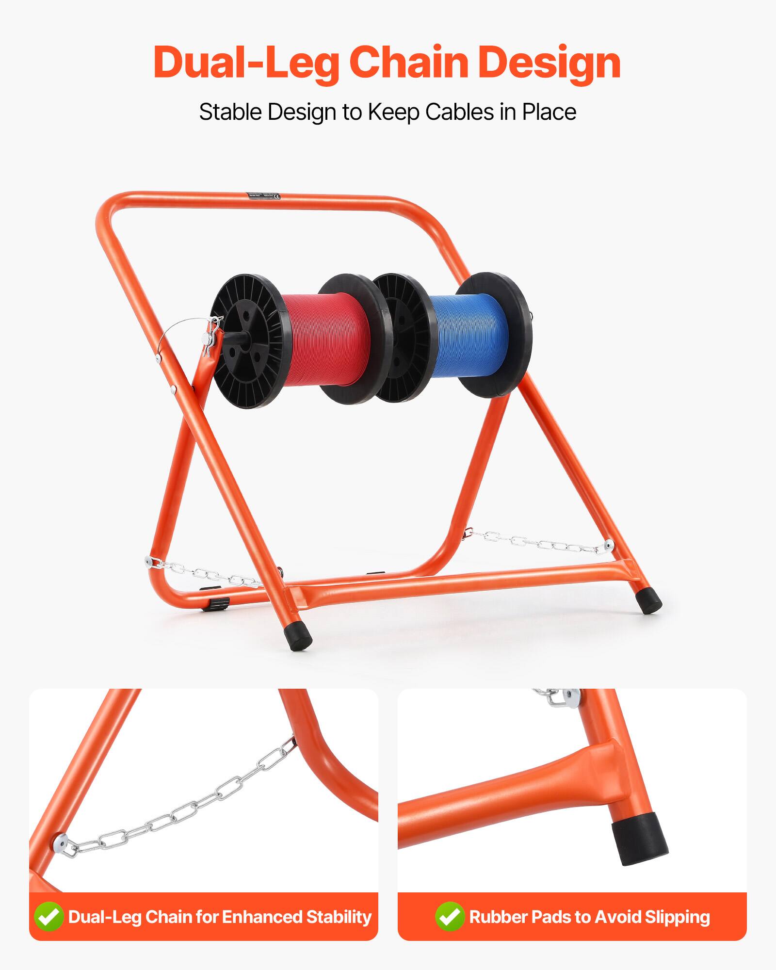Dual-Leg Chain Design, Stable Design to Keep Cables in Place, Dual-Leg Chain for Enhanced Stability, Rubber Pads to Avoid Slipping