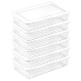 Sterilite - 41 Qt Storage Box, Stackable Plastic Container, Home Organizer, 6 Pack - White