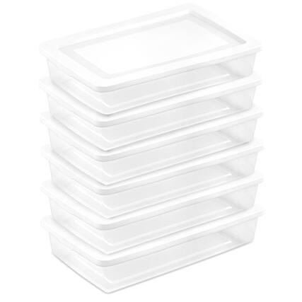 Front. Sterilite - Sterilite 41 Qt Storage Box, Stackable Plastic Container, Home Organizer, 6 Pack - White.