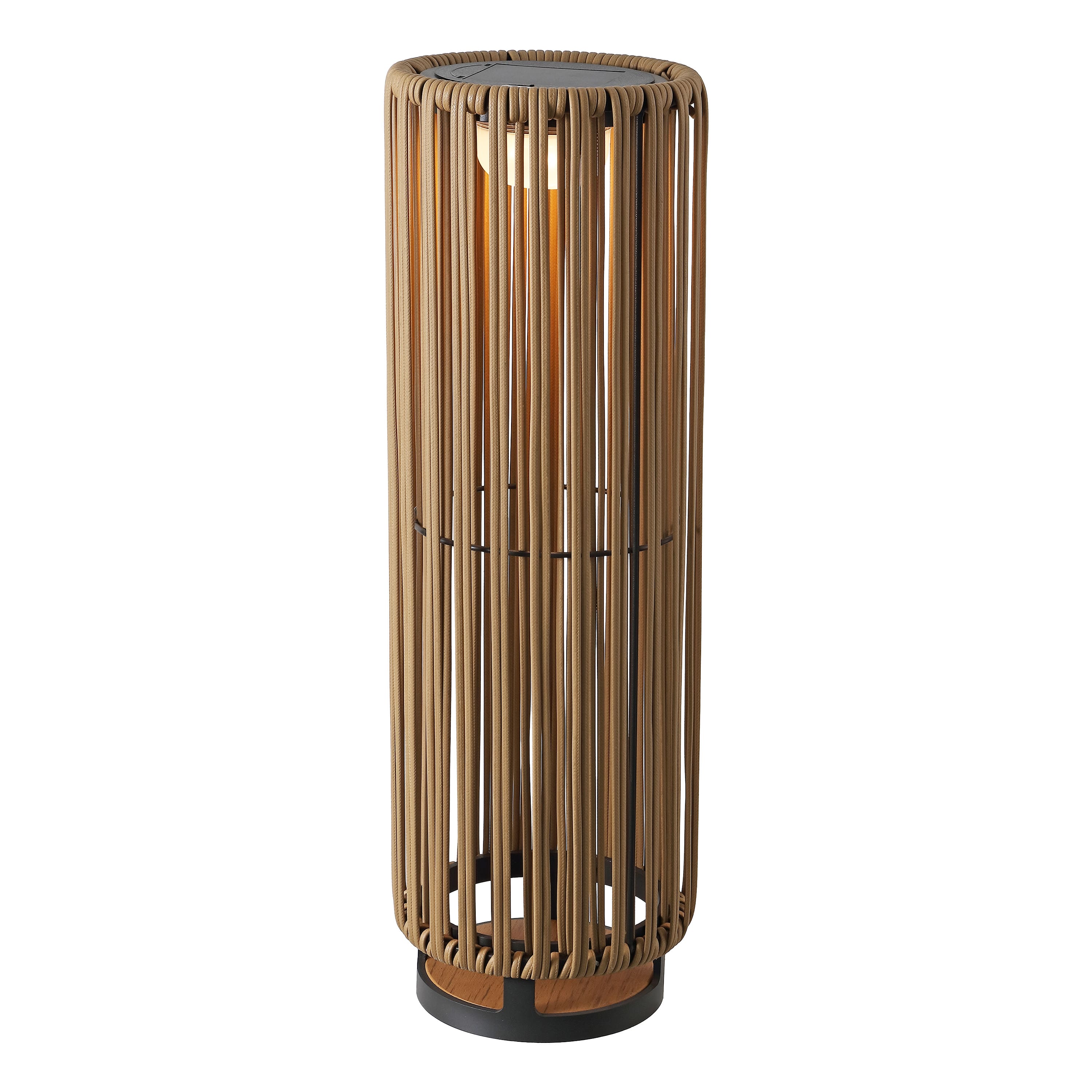 "Jonathan Y - Sawara 26.75"" Modern Minimalist Faux Rattan Integrated Indoor/Outdoor LED Solar Powered Lantern - Natural" price history on PriceWatchPro