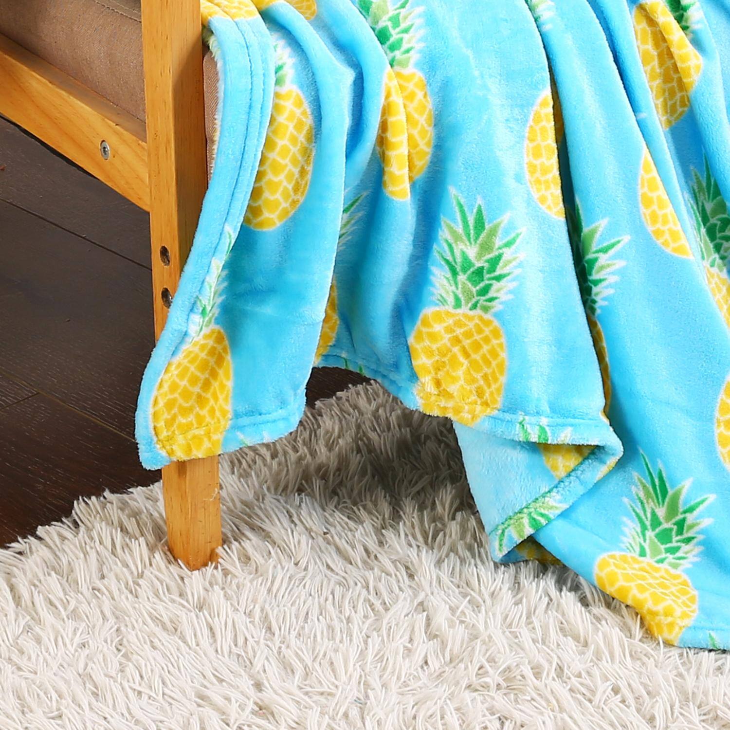 Alt View 2. Noble House - Plazatex Pineapple Plush Decorative All Season Throw Blanket 50" x 60" Blue - Blue.