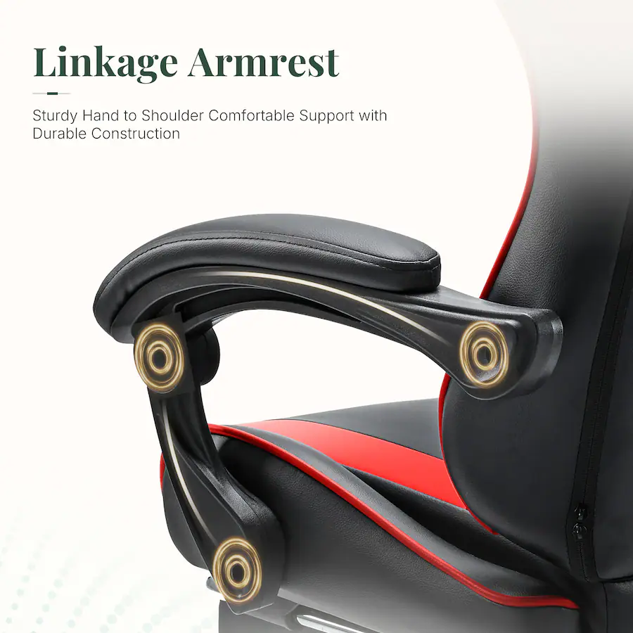 Red Block Computer Chair Sweetcrispy Faux Leather Ergonomic Gaming Chair, Adjustable Height ...