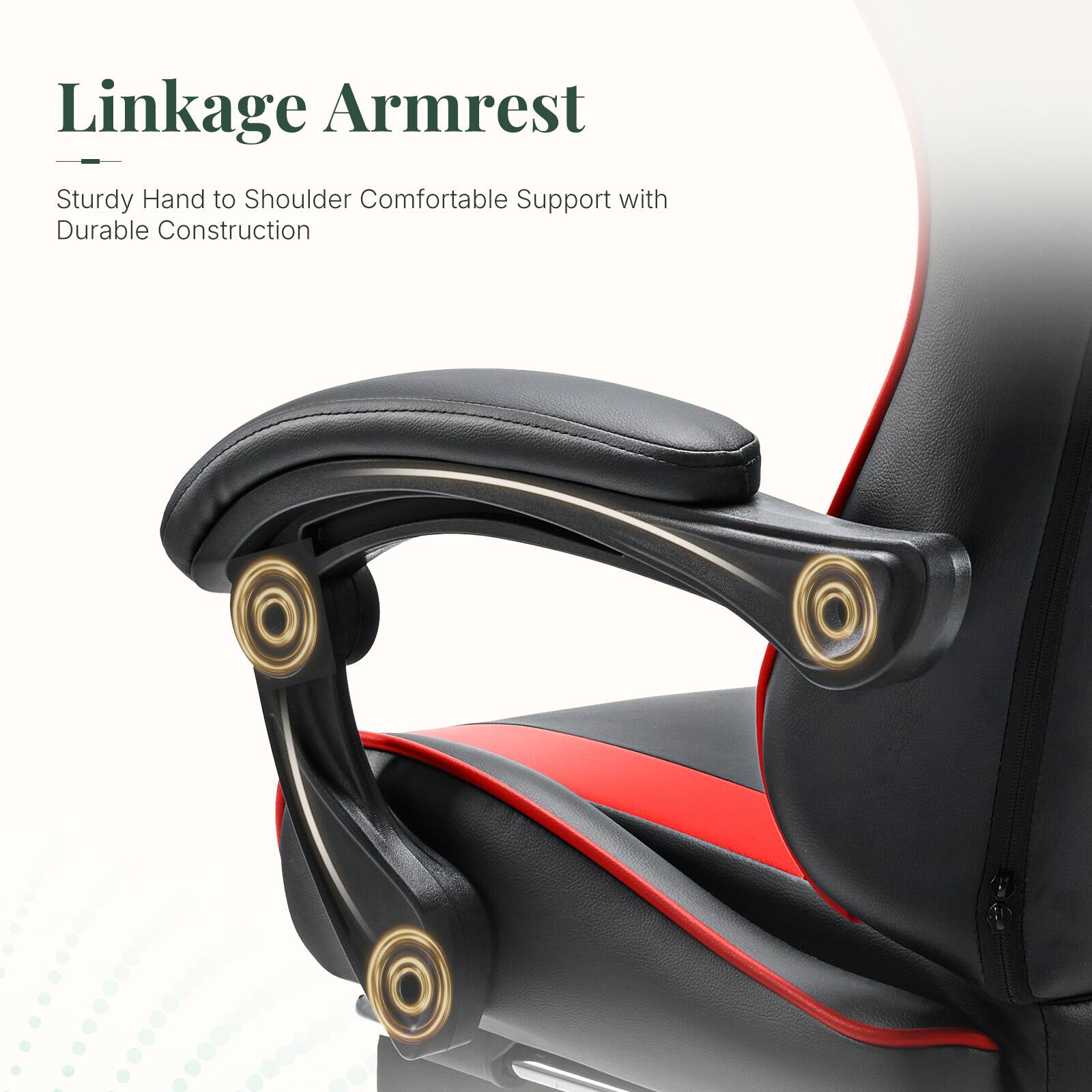 Sweetcrispy Faux Leather Ergonomic Gaming Chair, Adjustable Height ...