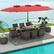Alt View 2. Costway - 10 Pieces Patio Wicker Dining Set with Double-Sided Patio Umbrella 8 Armchairs - Red,Mix Brown.