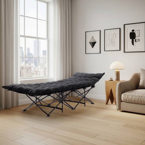 Alt View 9. Winado - 1 PCS Portable Folding Camping Cot Bed with Soft Pad, Carrying Bag for Outdoor Adults Camping Office Nap Beach Travel - Black.