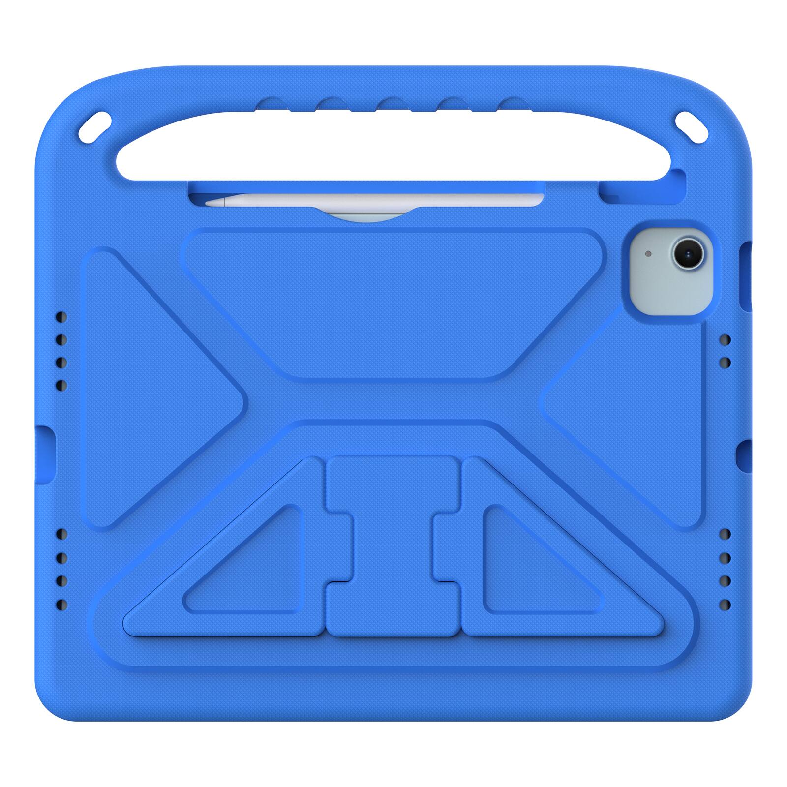 Angle. UUCOVER - Lightweight EVA Case for iPad Air 11-inch M4 M3 M2 (2026/2025/2024) Shockproof Handle Kickstand Anti-Slip Cover - Blue.