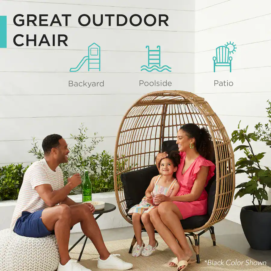 Best Choice Products Wicker Egg Chair Oversized Indoor Outdoor Patio ...