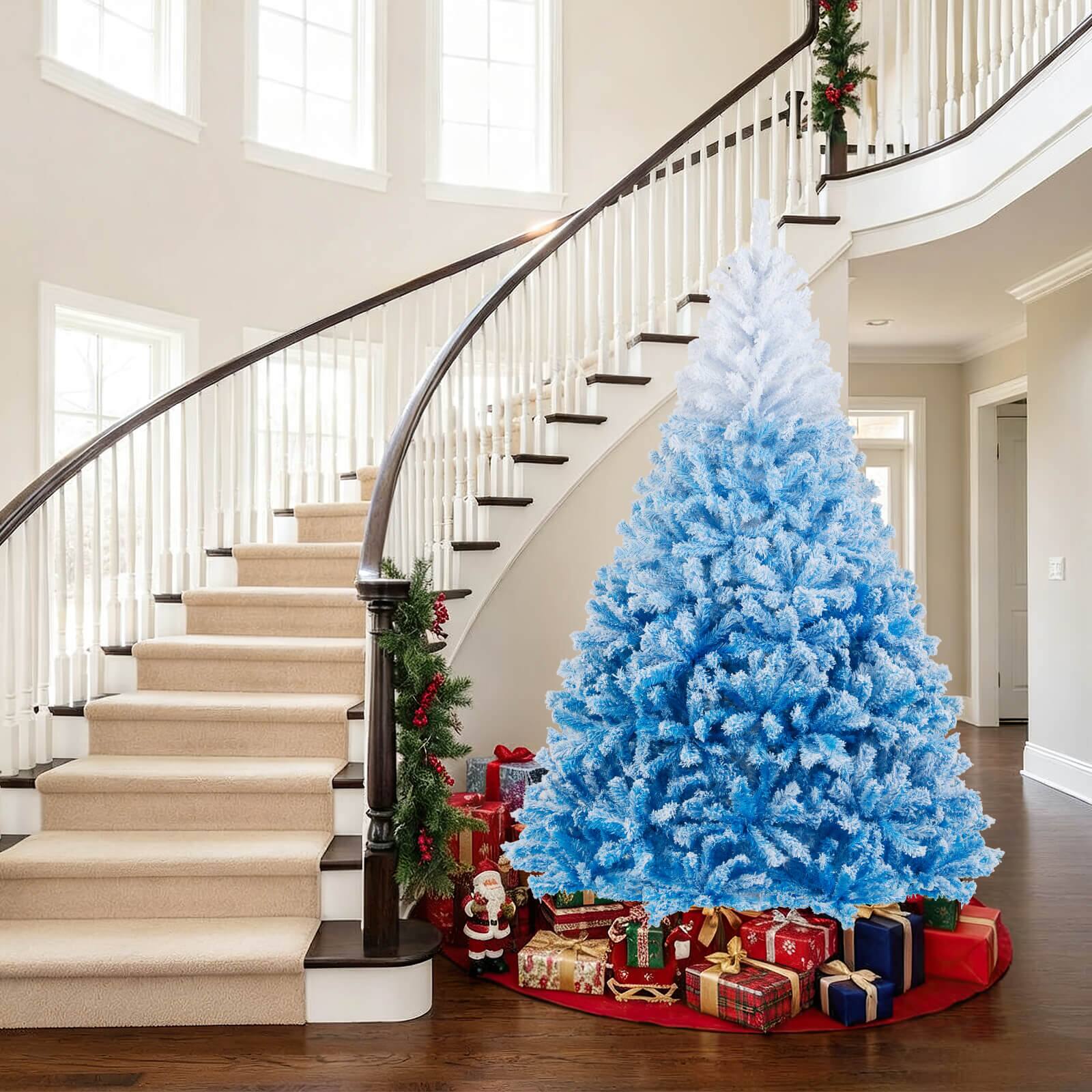 Alt View 5. Costway - Costway 7 FT Artificial Christmas Tree with 1264 Branch Tips & Folding Metal Stand - Blue+White.