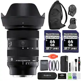 Sigma - 24-70mm f/2.8 DG DN II ART Lens for L Mount with Pixel Advanced Accessories & Travel Bundle | 57A969 - Black