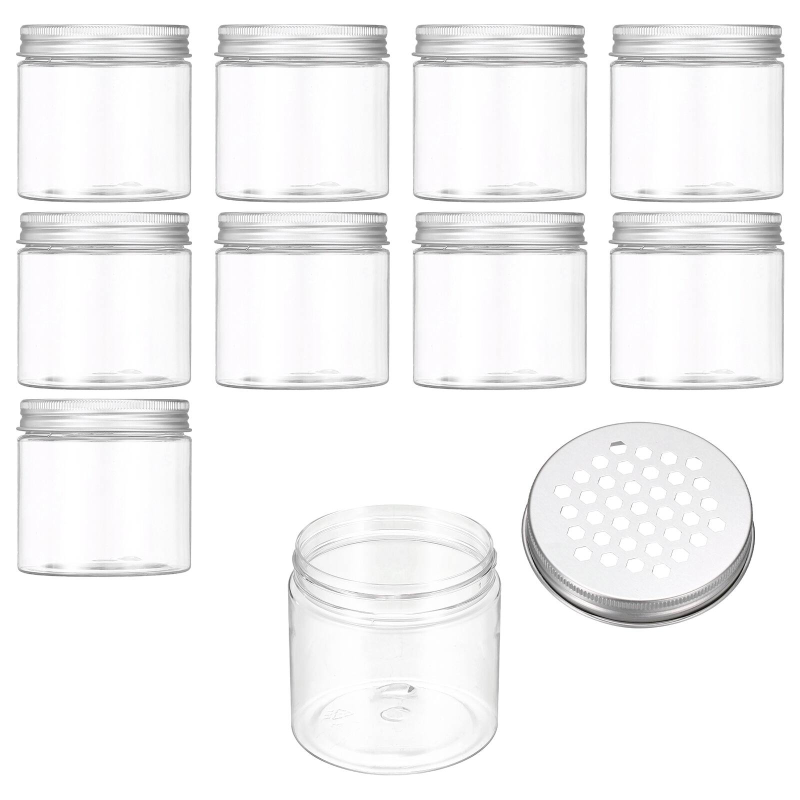 Front. Unique Bargains - Premium Empty Scent Beads Container, Refillable Spice Tin Hollow Lid, 10pcs 6.8oz - For Aromatherapy, Scent, Storage - Clear.