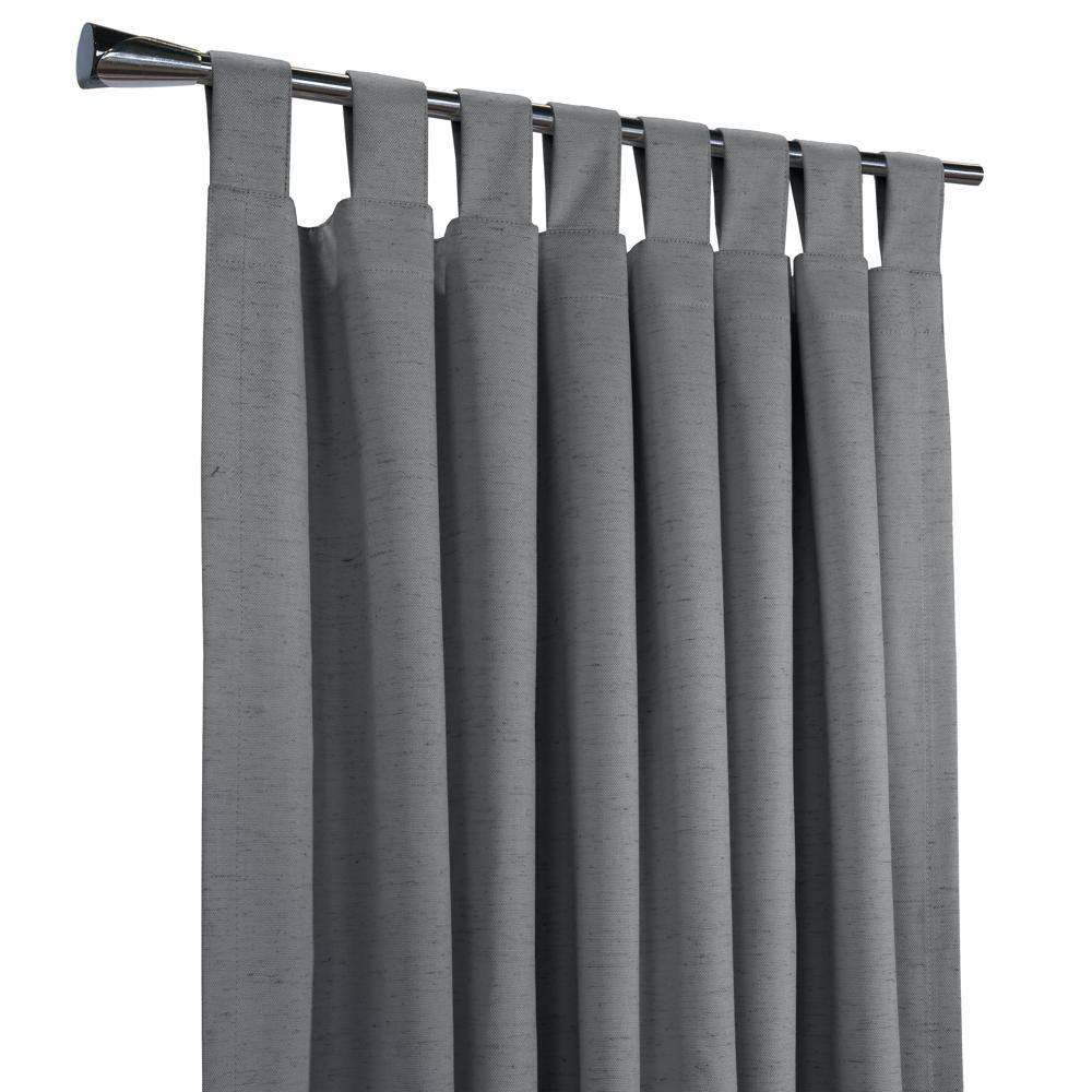 Left. Commonwealth Home Fashions - Thermaplus Ventura Blackout Window Treatment Tab Top Curtain Panel for Bedroom Livingroom 52" x 95" Dark Grey - Dark Grey.