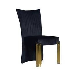 Manhattan Lane - Theo Dining Chair Set of 2, Retro Midnight Velvet, Metal - Midnight Black, Gold