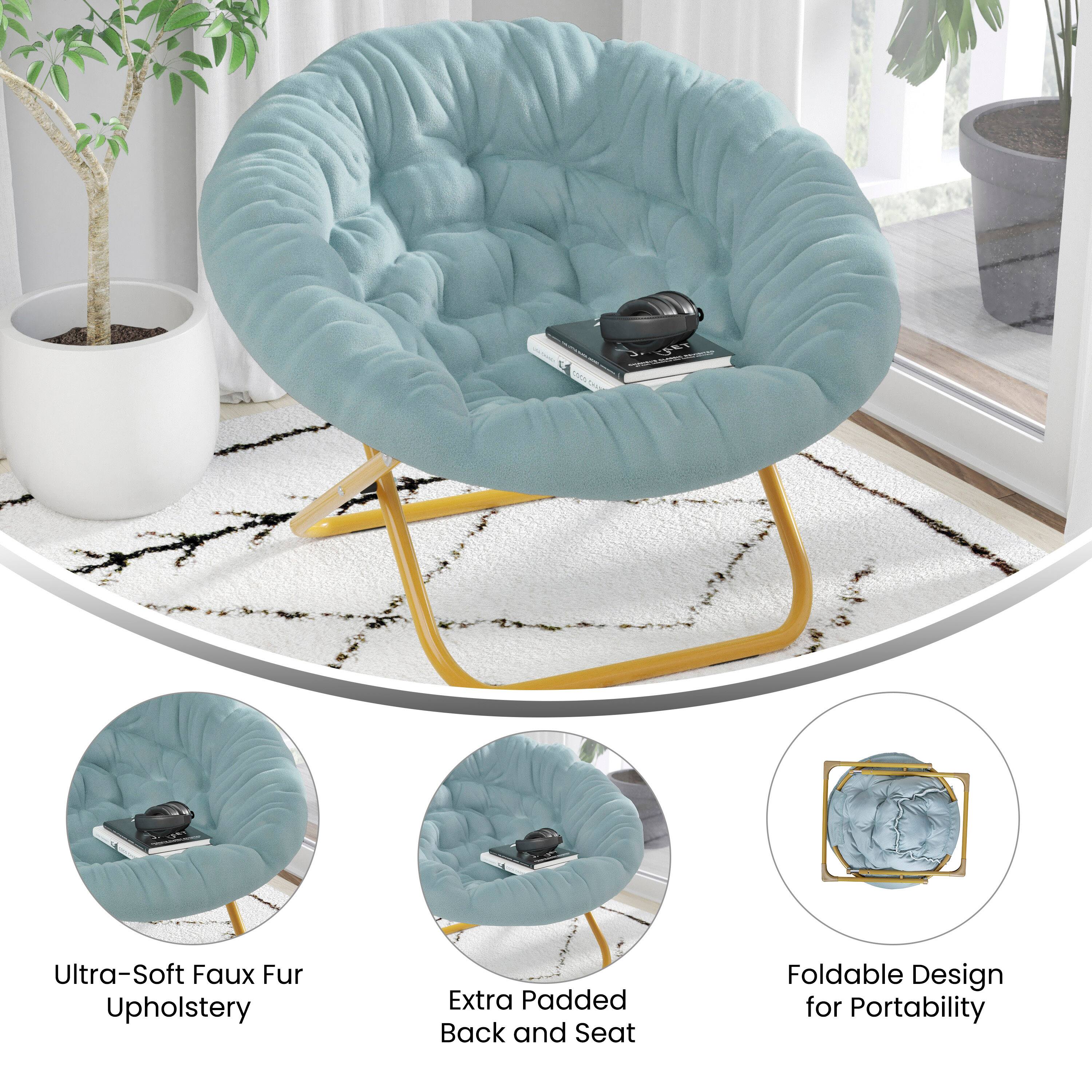 Ultra-Soft Faux Fur Upholstery  
Extra Padded Back and Seat  
Foldable Design for Portability