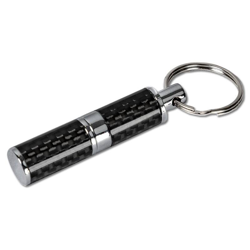 Left. Prestige - Authentic Carbon Fiber Cigar Punch - Carbon Fiber Finish.