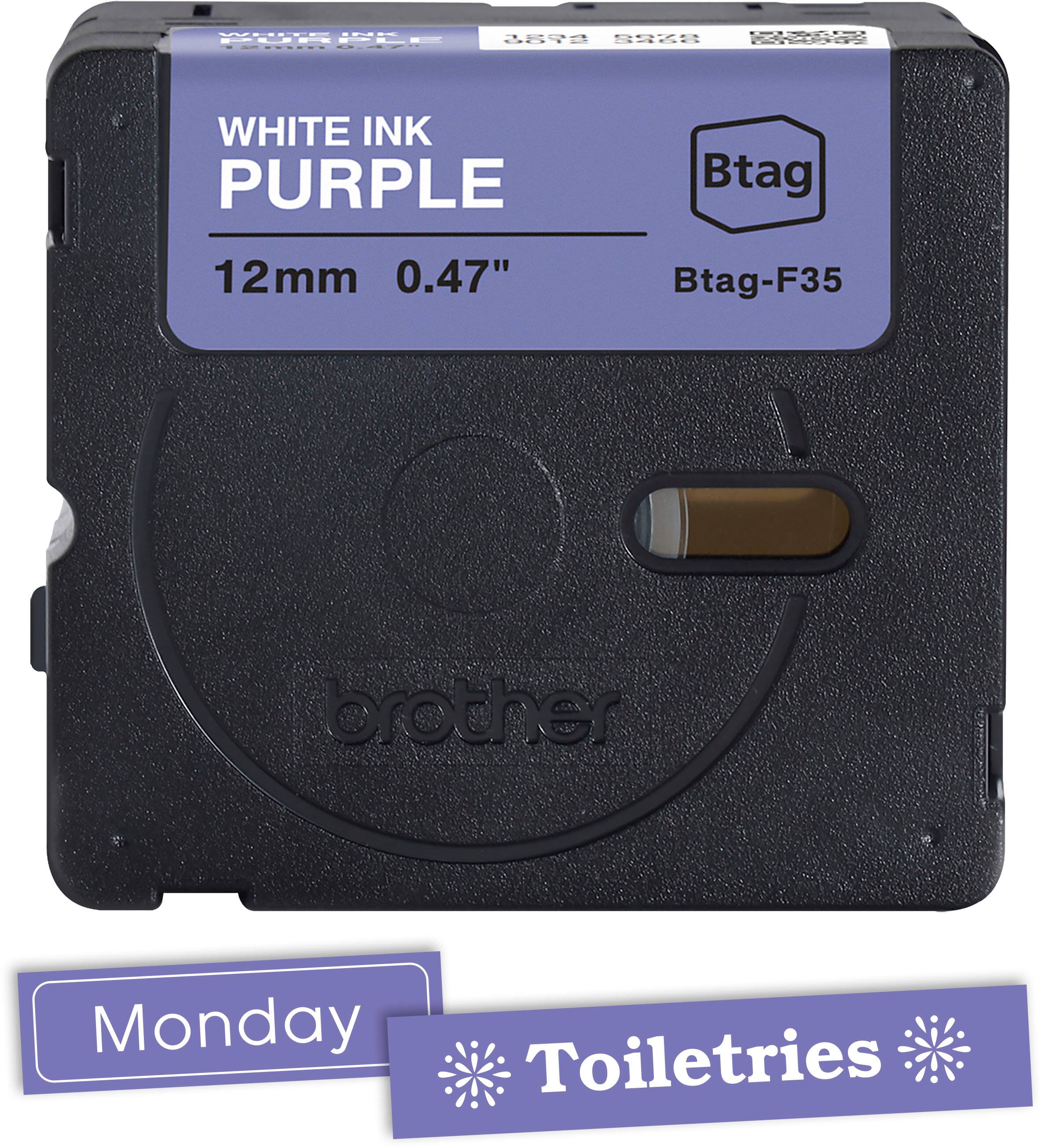 Monday Toiletries White Ink Purple 12mm 0.47" Btag-F35
