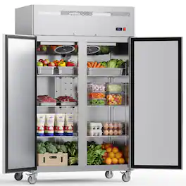 Coolake - 48” 36 Cu.ft Commercial Refrigerator with Top Mount Compressor for Restaurant Garage Bakery - Stainless Steel