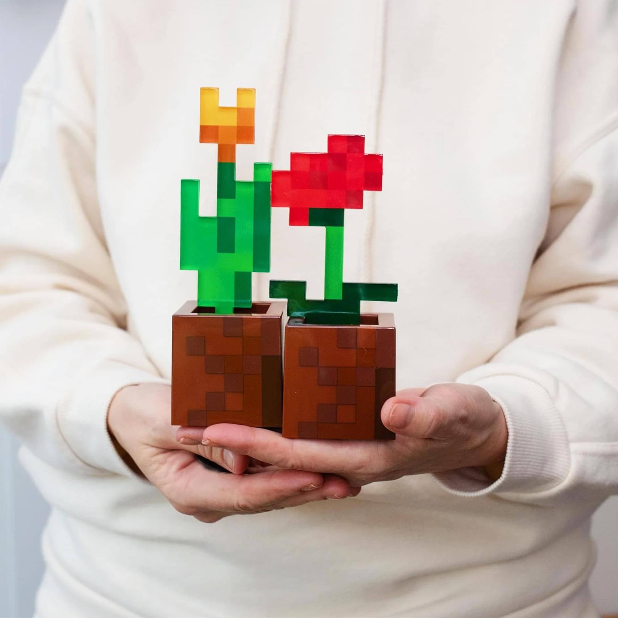 Alt View 10. Ukonic - Minecraft 2-Piece Flower Pot Mood Light Bundle - Multicolored.