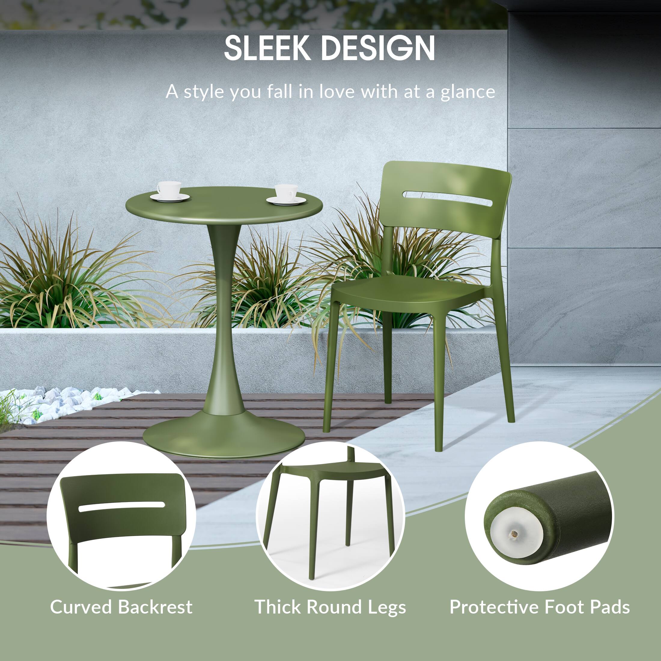 SLEEK DESIGN  
A style you fall in love with at a glance  
Curved Backrest  
Thick Round Legs  
Protective Foot Pads