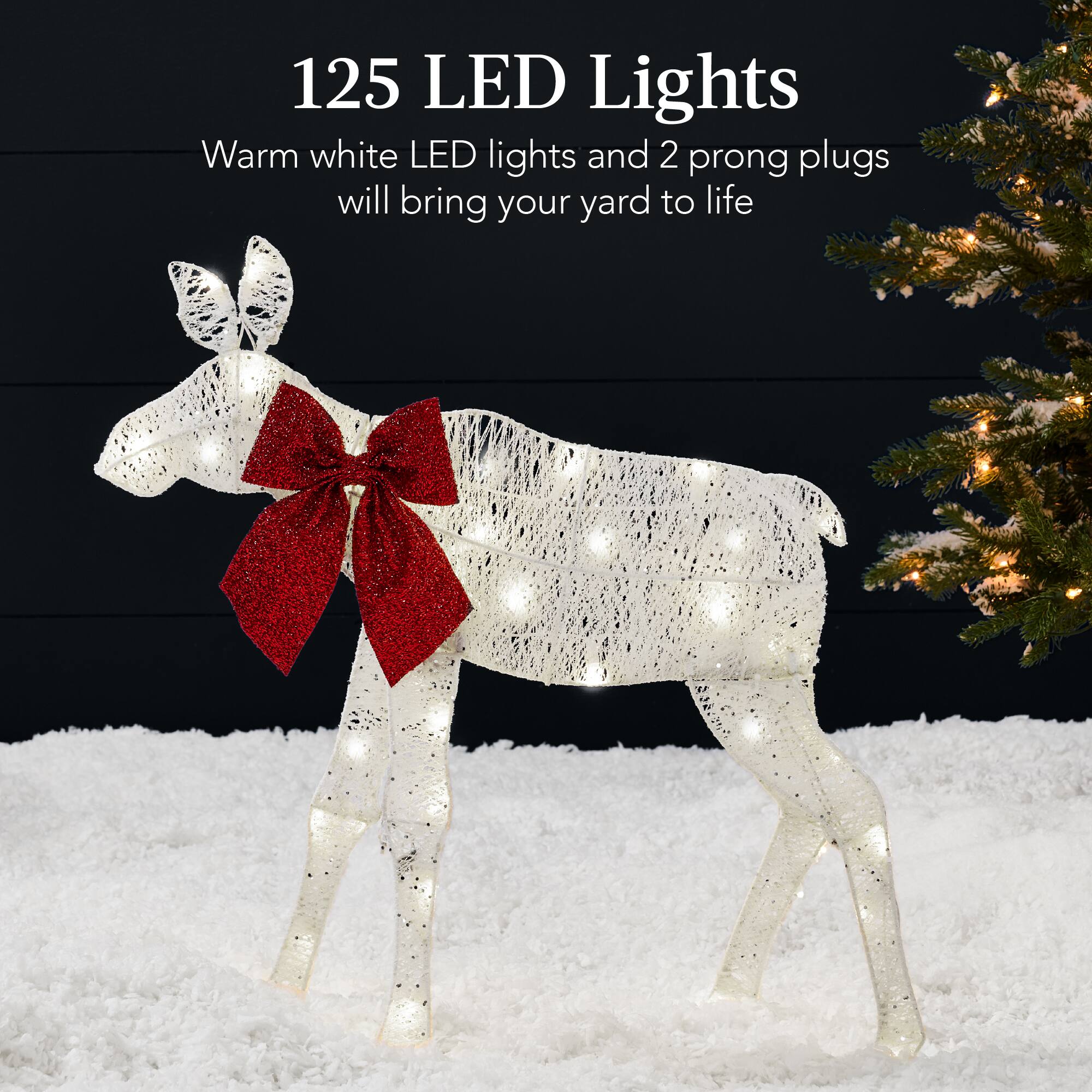 125 LED Lights  
Warm white LED lights and 2 prong plugs will bring your yard to life