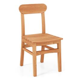 Costway - 1 PCS Patio Teak Wood Chair Wooden Armless Dining Chair with Slatted Seat - Natural