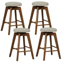 Costway - Set of 4 Swivel Bar Stools Upholstered Counter Height Chairs with Rubber Wood Legs - Natural/Beige - Front_Zoom