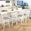 Alt View 4. Costway - 3 PCS 30" Bar Stool Wooden Chair with Contoured Backrest Swivel Padded Seat for Kitchen - White/Gray.