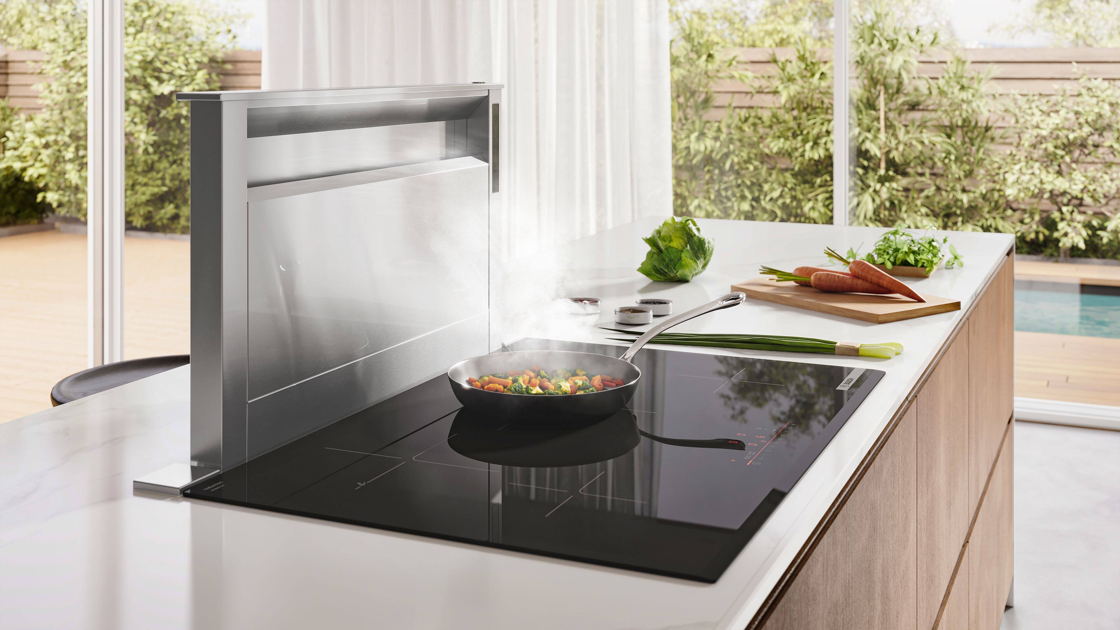 Alt View 5. Bosch - 800 Series 30" Convertible Telescopic Downdraft System - Stainless Steel.